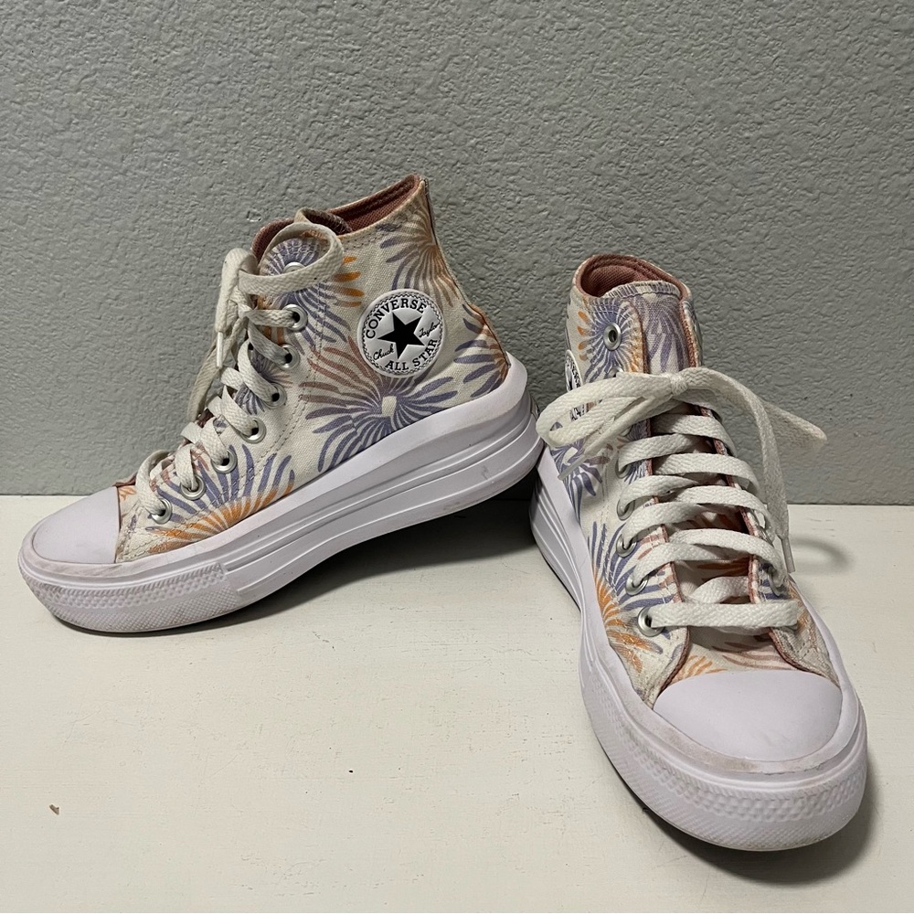Converse All Star Move Floral Palm Size 6 Platform Shoes Chuck Taylors Gift